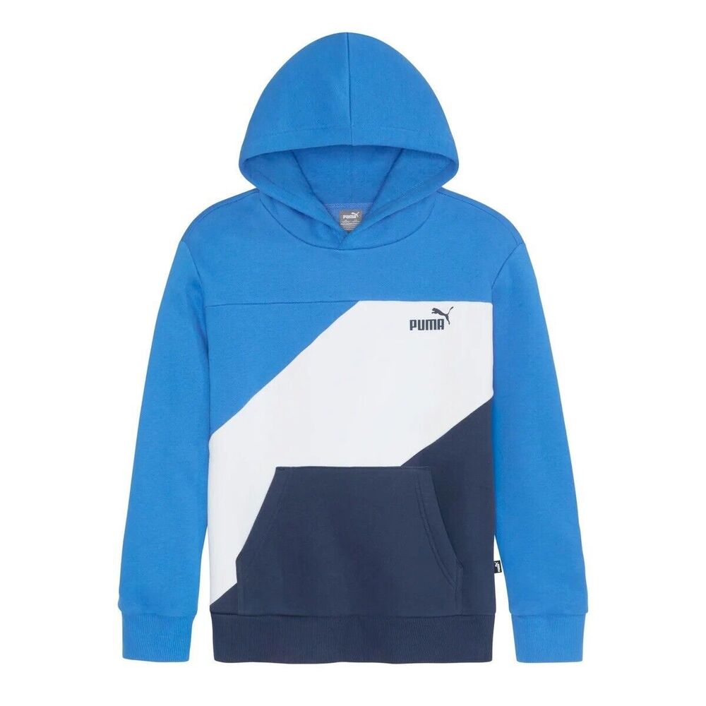 Puma Power Cat Pullover Hoodie Youth Boys Blue Casual Outerwear Sz M (10/12)